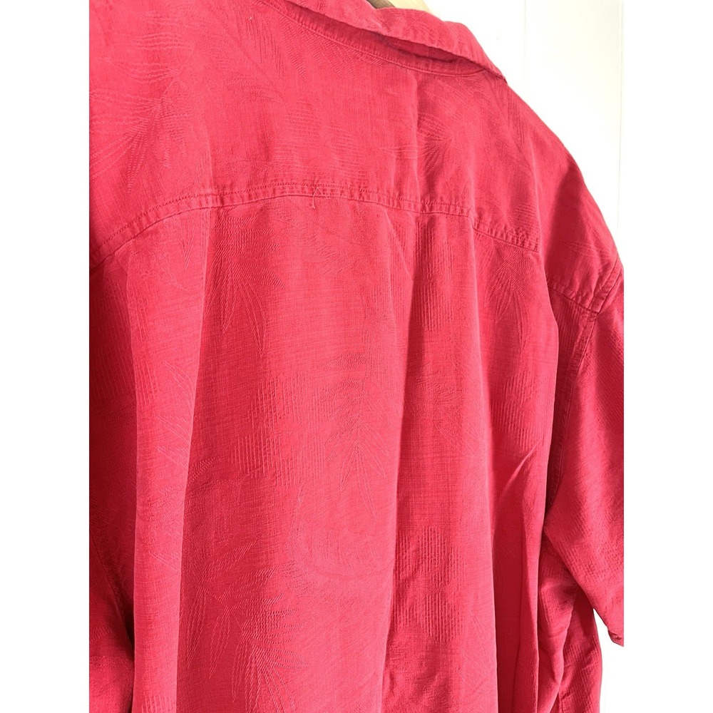 Tommy Bahama Shirt Mens XXL Bright Red Embossed Silk Button Up Soft - Picture 5 of 5